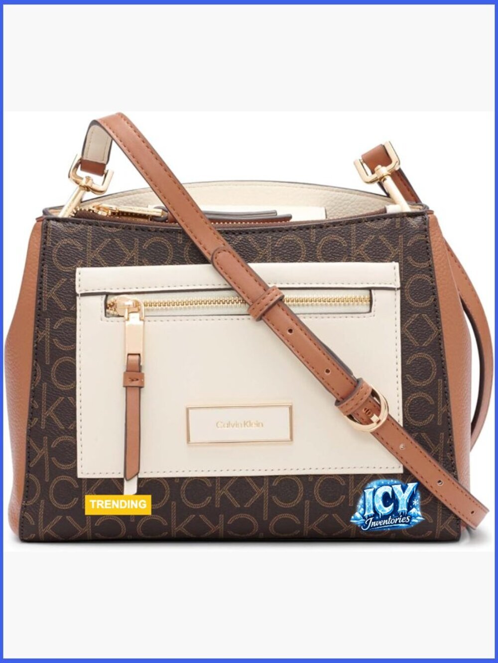 Triple Compartment Crossbody Bag with Adjustable Strap